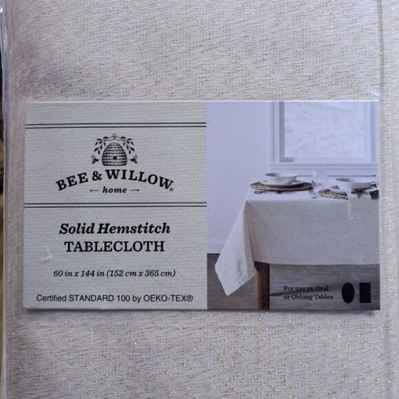 Bee & Willow Solid Hemstitch Tablecloth Various colors shapes and sizes GORGEOUS - Picture 7 of 8